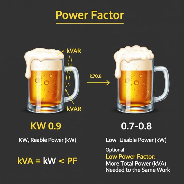 전력 요인이 KW와 KVA의 관계에 미치는 영향