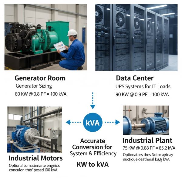 KW에서 KVA 전환의 실제 응용